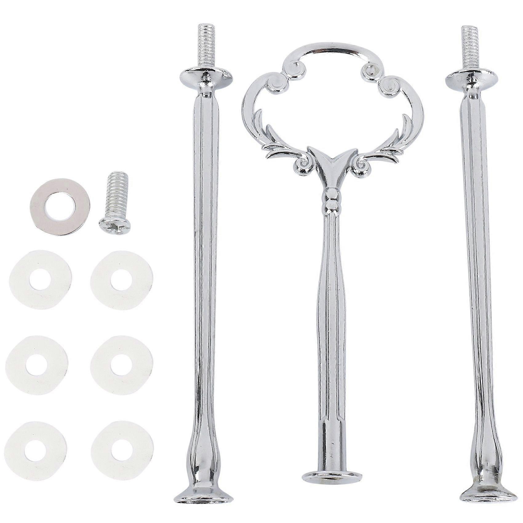 1set 2 3 Tier Cake Plate Stand Heavy Metal Center Handle Fitting Hardware Rod Shape:Ornate Victoria