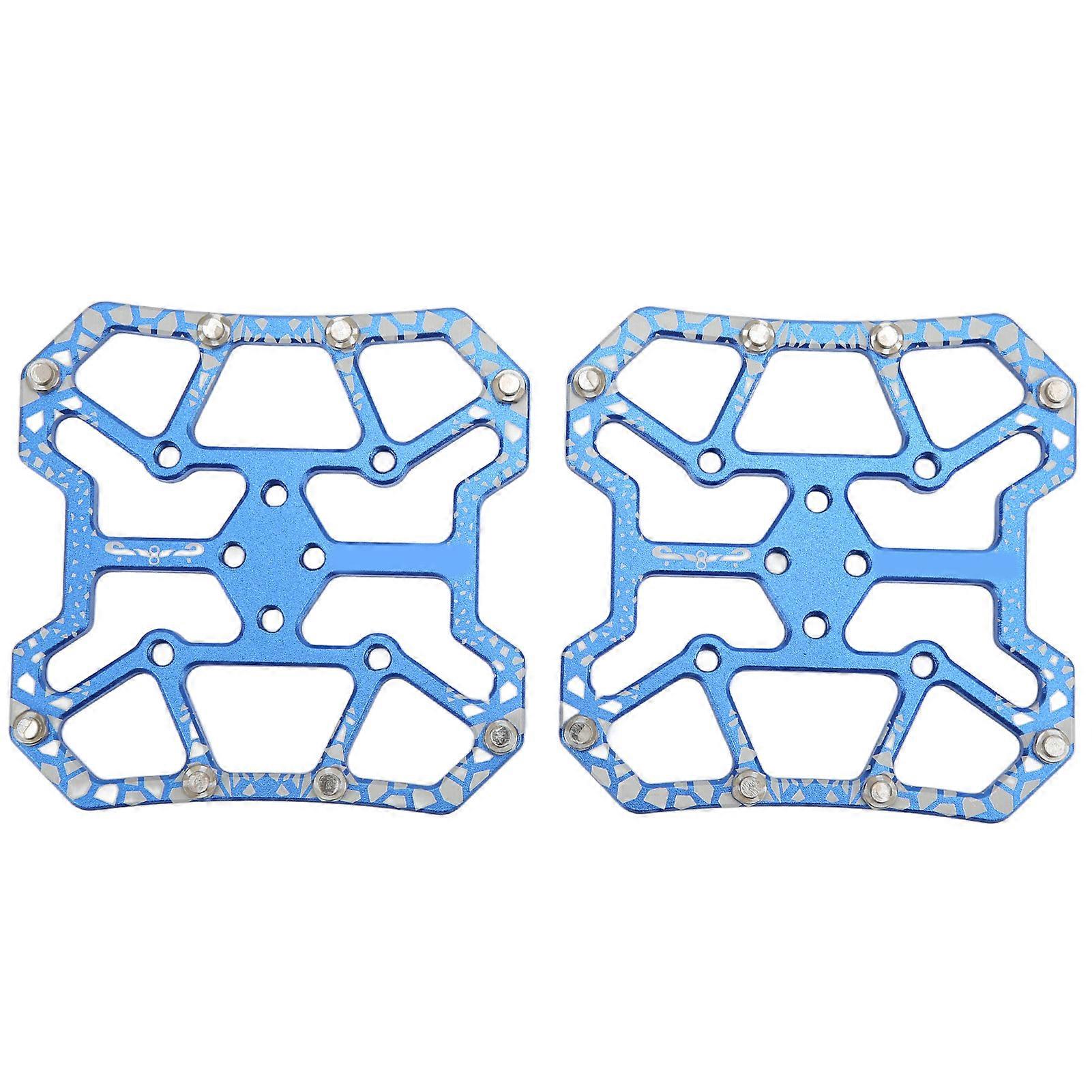 1 Pair Bicycle Clipless Pedal Converter Self Locking Disc Pedals Platform Adapter for SPD Bike SystemBlue