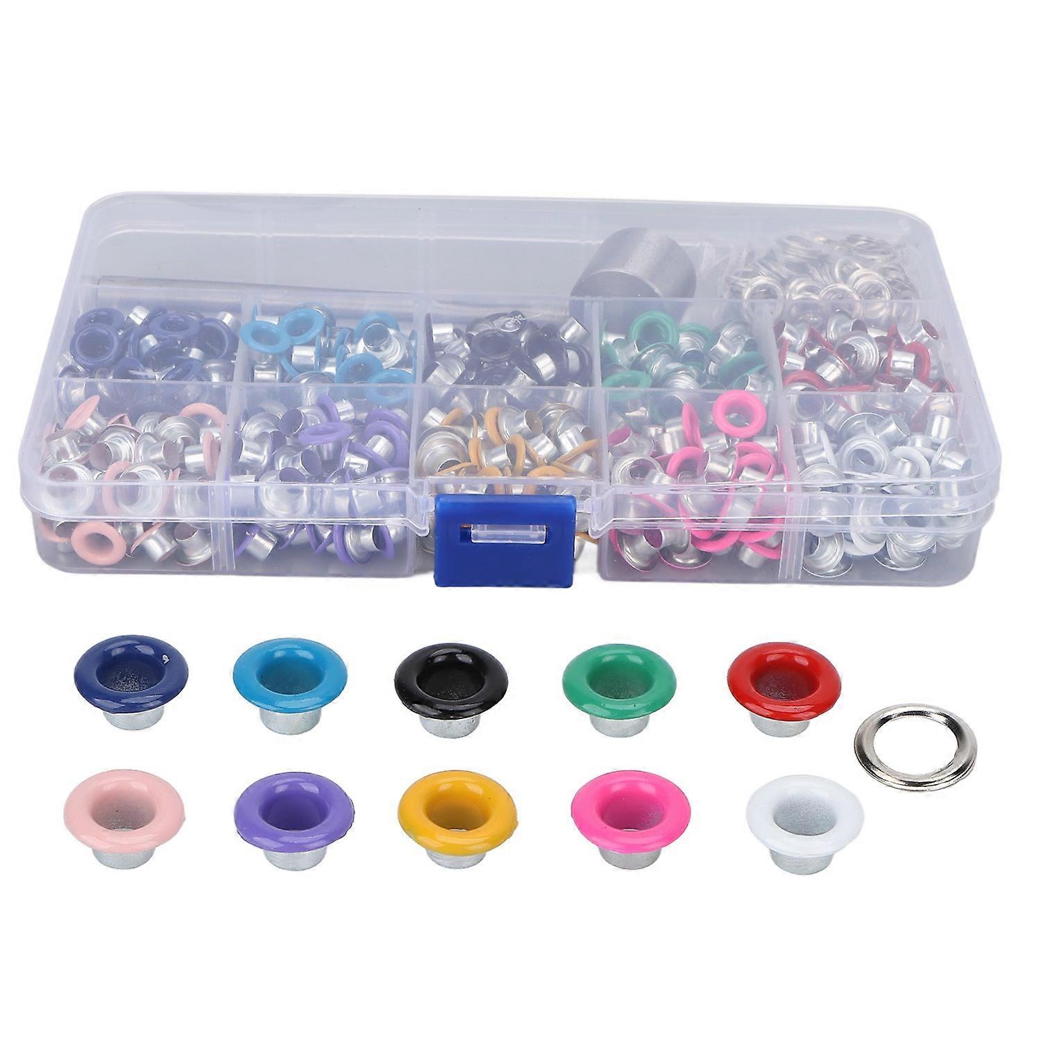 10 Color Grommet Tool Kit Iron Plastic Material Sturdy Structure Colorful Plating Eyelets Set for Cl