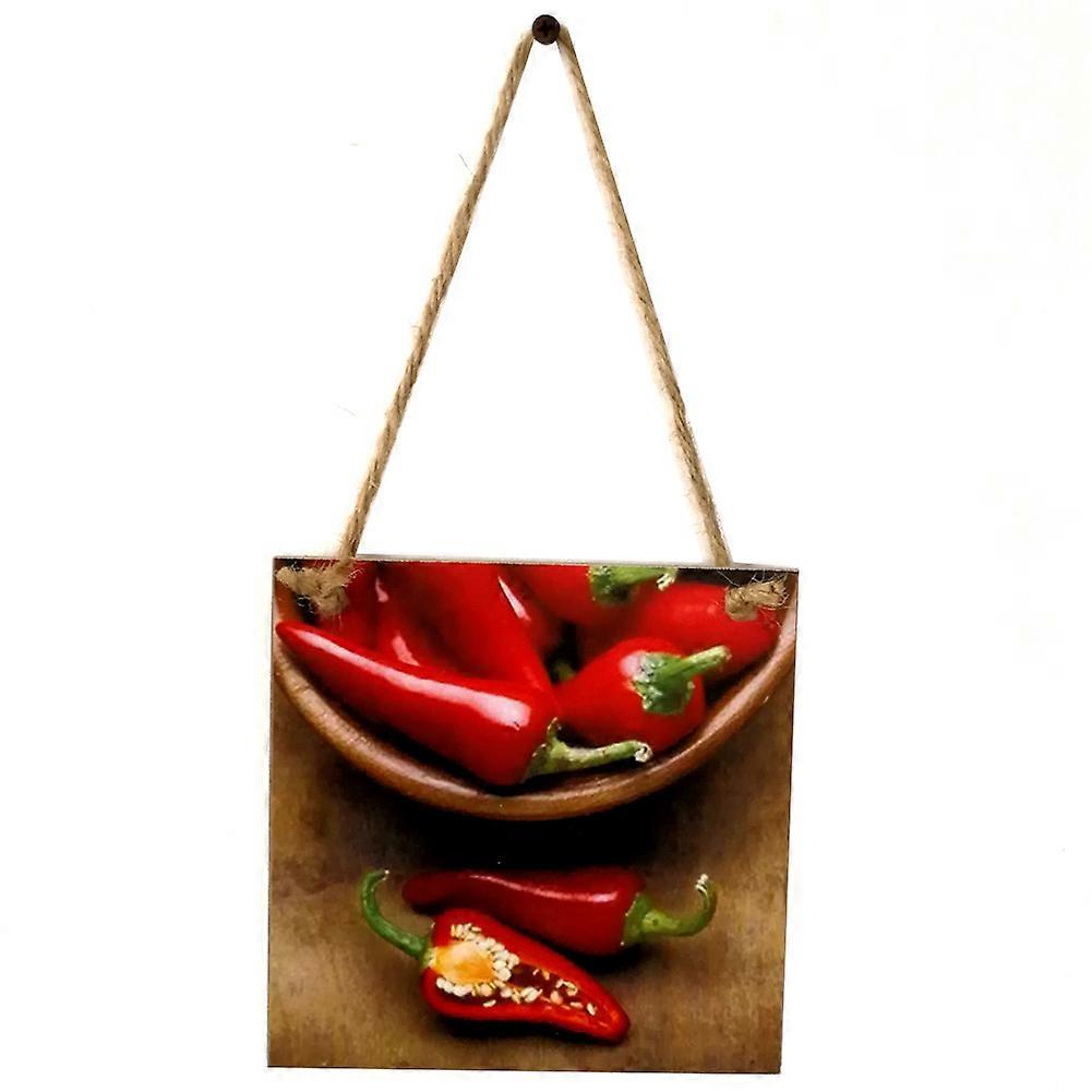 Square Shape Pepper Pattern Hanging Wall Decoration Ornament Home Kitchen Decor