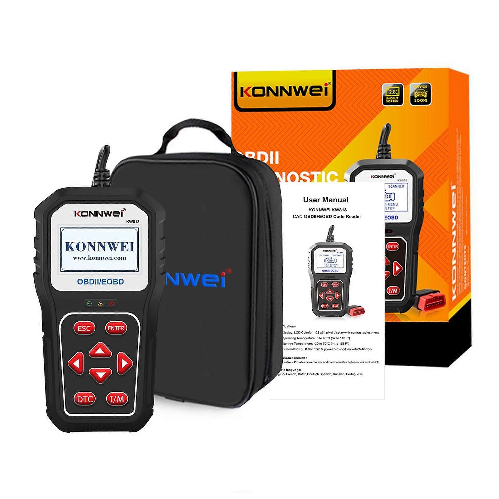 New KONNWEI KW818 Universal Car OBDII Scanner Tool Auto Code Reader KW808 KW820 Upgraded Version Bluetooth Upgrade Support Online Compatible with all 