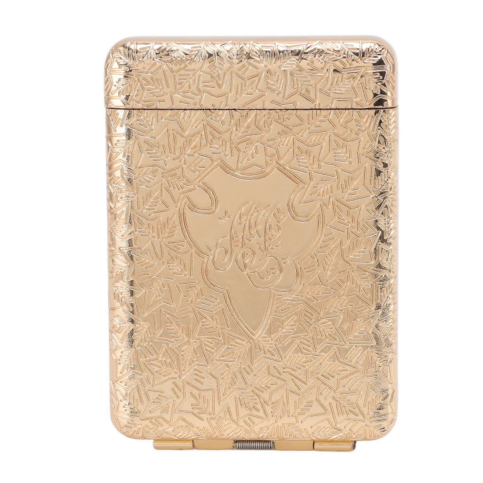 Retro Cigarette Case for 16pcs Coarse Cigarettes 3 Opening Stereo Embossed Pattern Portable Cigarette Box Gold