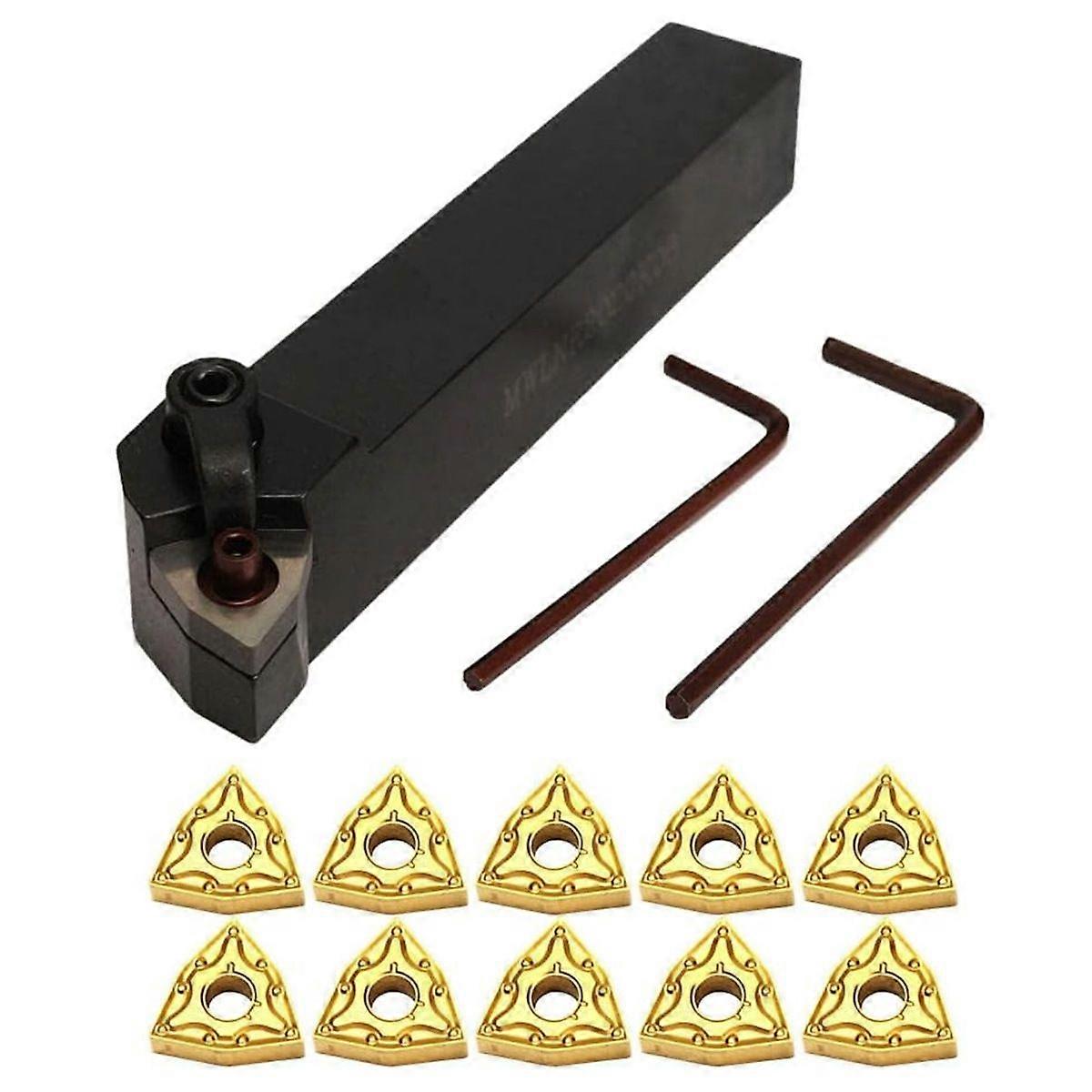 Metal Lathe Accessory,20mm Turning Tool Holder for Wnmg080404 Turning Tool Holder Kit Mwlnr2020k08 + 10 Carbide Inserts + 2 Wrenches