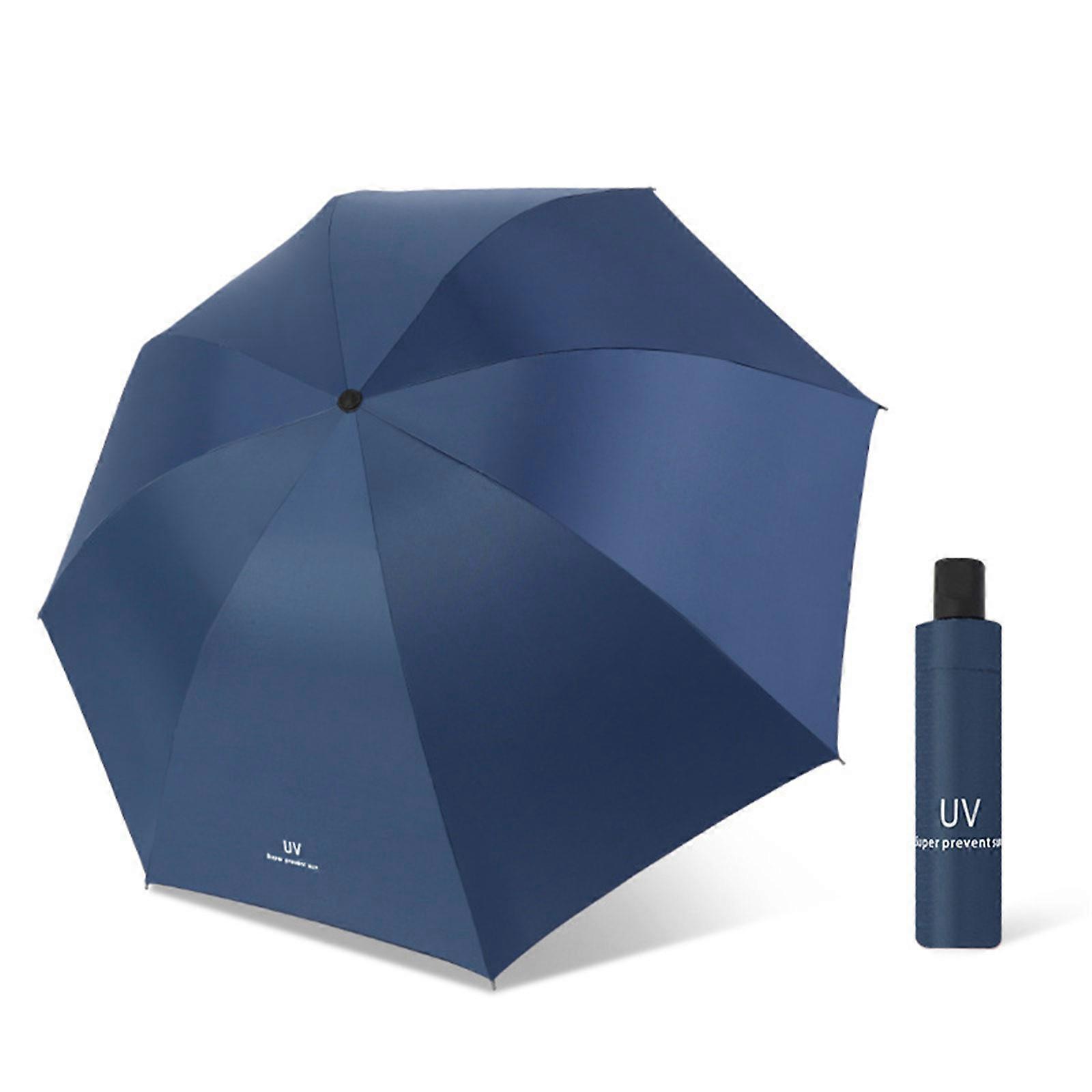 Windproof Travel Umbrella for Rain Folding Travel Umbrella 8 Ribs Umbrellas for Men Women Tri-Folded Umbrella Durable Regular manual navy