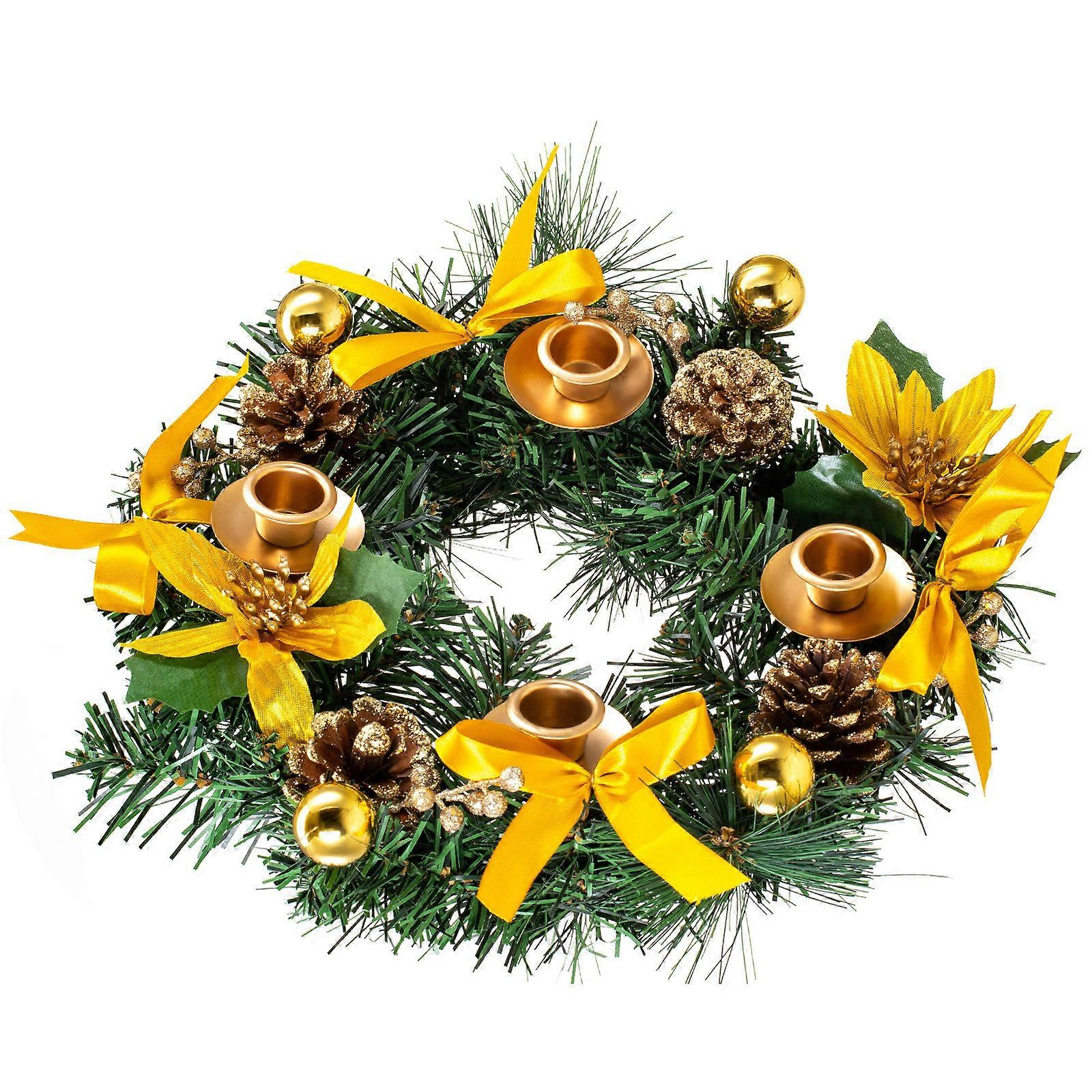 Christmas Candlestick Wreath Simulation Rattan Pinecone Advent Decoration