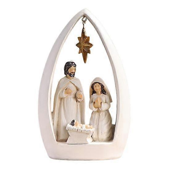 Holy Family Resin Figurine Nativity Advent Statue Joseph Virgin Mary Birth of Jesus Sculpture Home Office Desktop Decoration Ornament