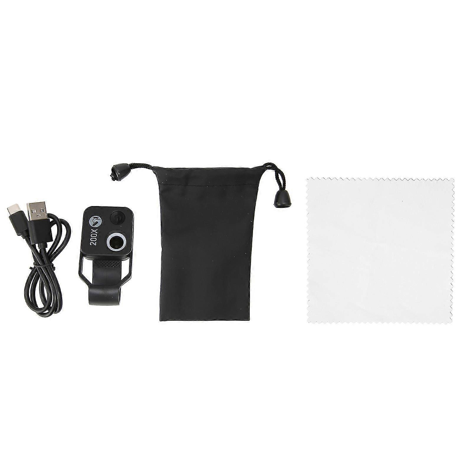 Phone Microscope with CPL Lens - Universal Mini Pocket Microscope for iPhone and Android (Black)