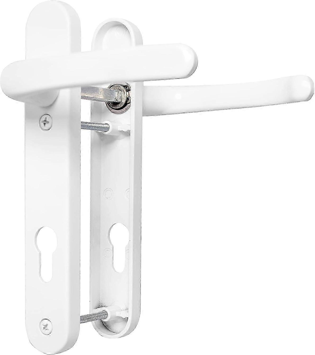 White PVC Door Handle Set - 92mm PZ, 122mm Screw, 212x34mm Backplate - Replacement for European Doors