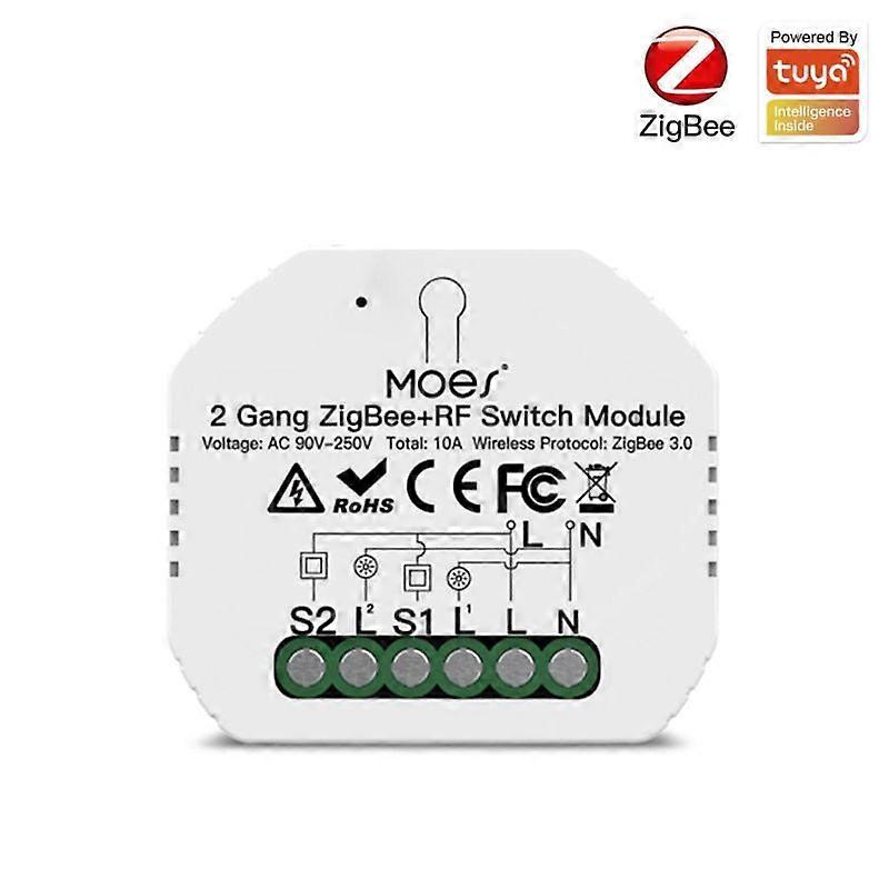 10A ZigBee 3.0 + RF433 Smart DIY Switch Relay Module 90-250V 2 Channels For Tuya