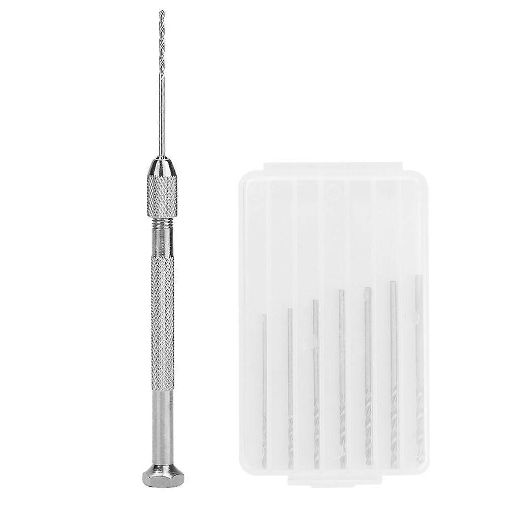 Mini Precise Hand Drill Kit with 7 Pcs 0.9-1.5mm Drill Bits for Detailed Crafting and Jewelry Making