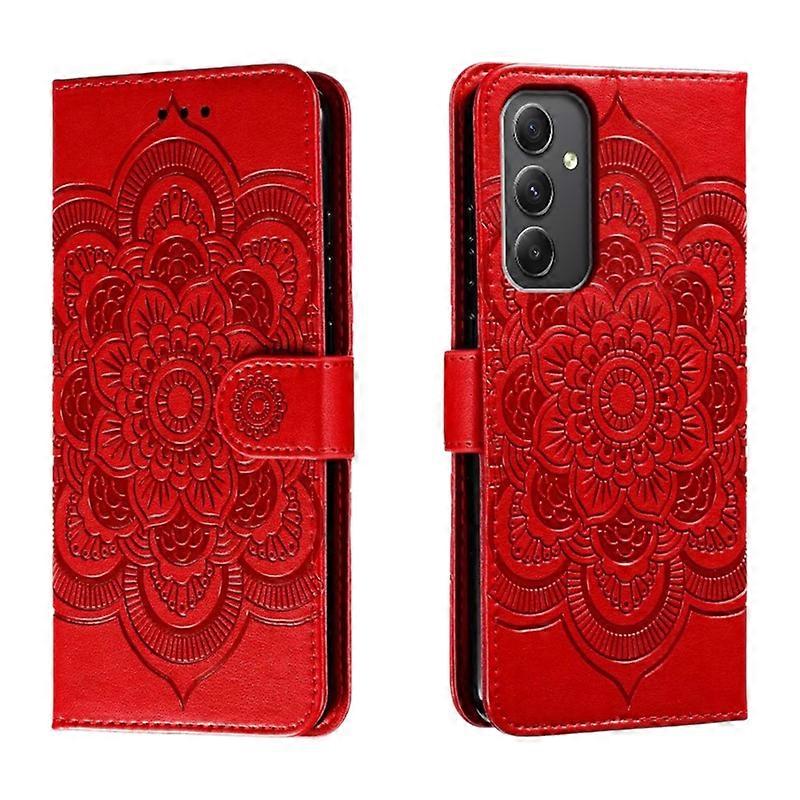 Sun Mandala Embossing Pattern Phone Leather Case
