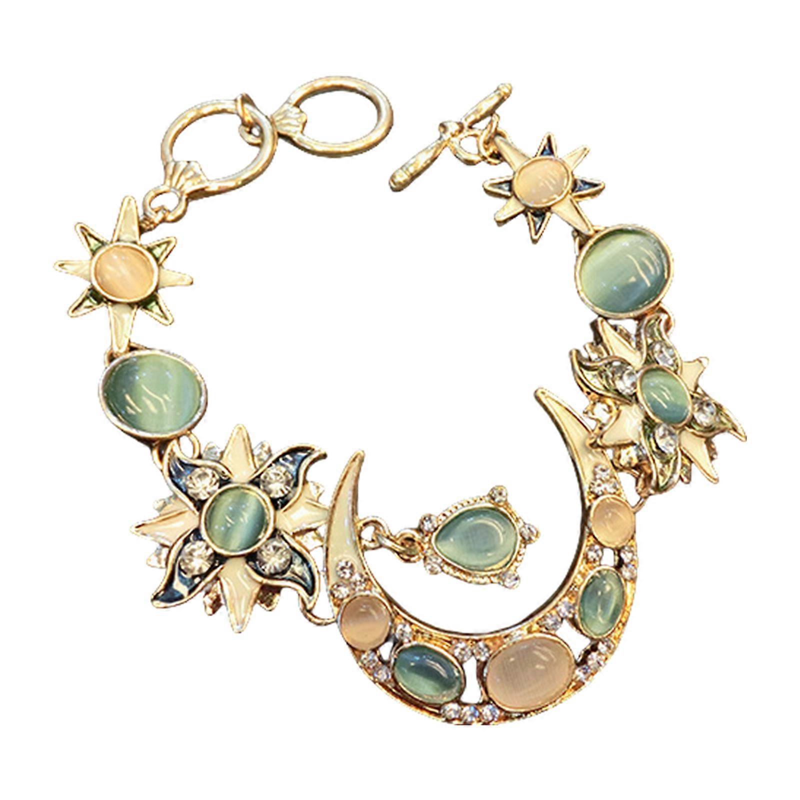 Elegant Sun Moon Star Shape Bracelet Featuring Natural Rhinestones Opal in Bohemian Style for Daily Wear Dates Parties