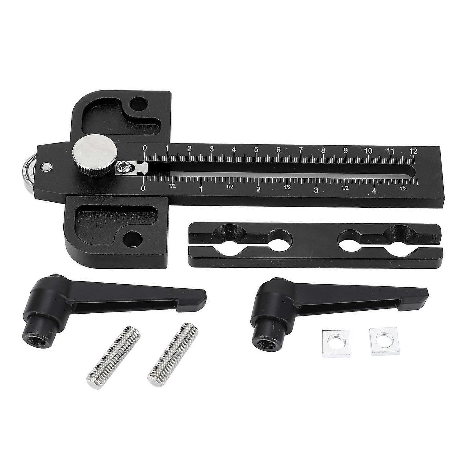 Table Saw Jig Guide with Roller Dual Scale Woodworking Thin Ripping Guide Locator Fits for 3/4x3/8 3