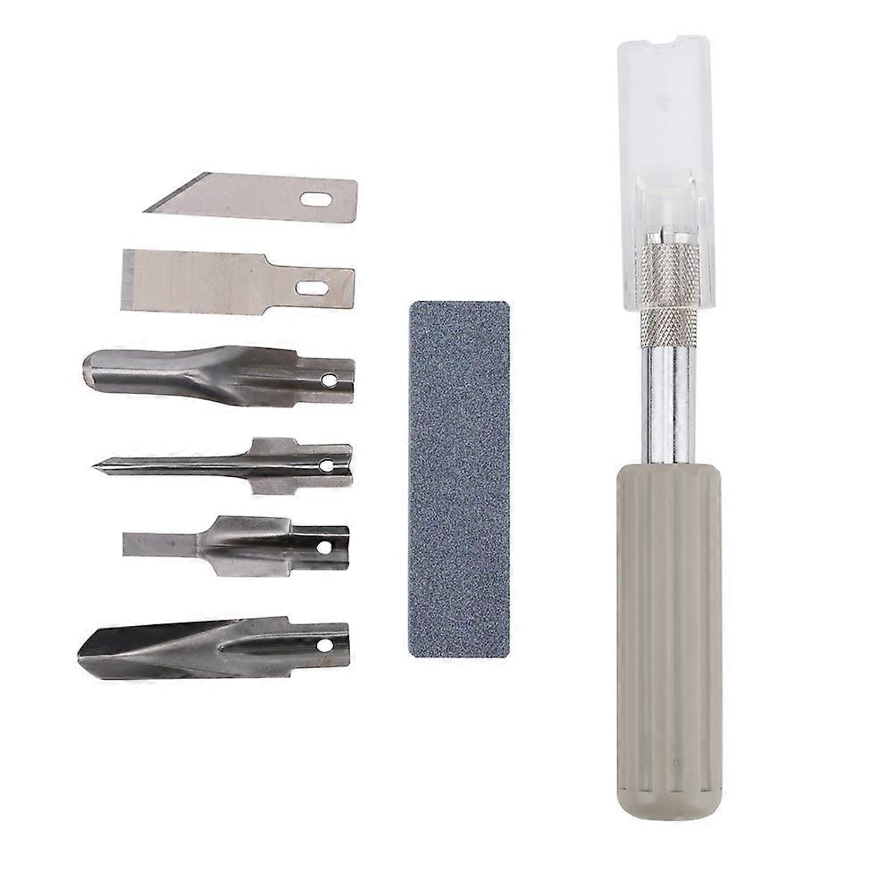 Rubber Stamp Carving Knife Rubber Chapter Sculpting Engraving Tool with 6 Replaceable Tips