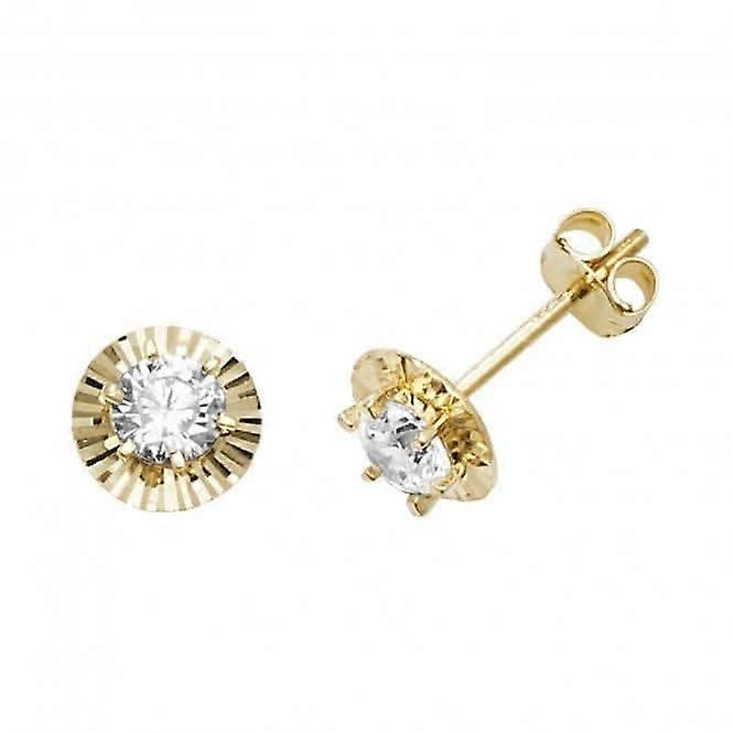 Boucles d’oreilles rondes en zircone en or jaune 9 carats ES606