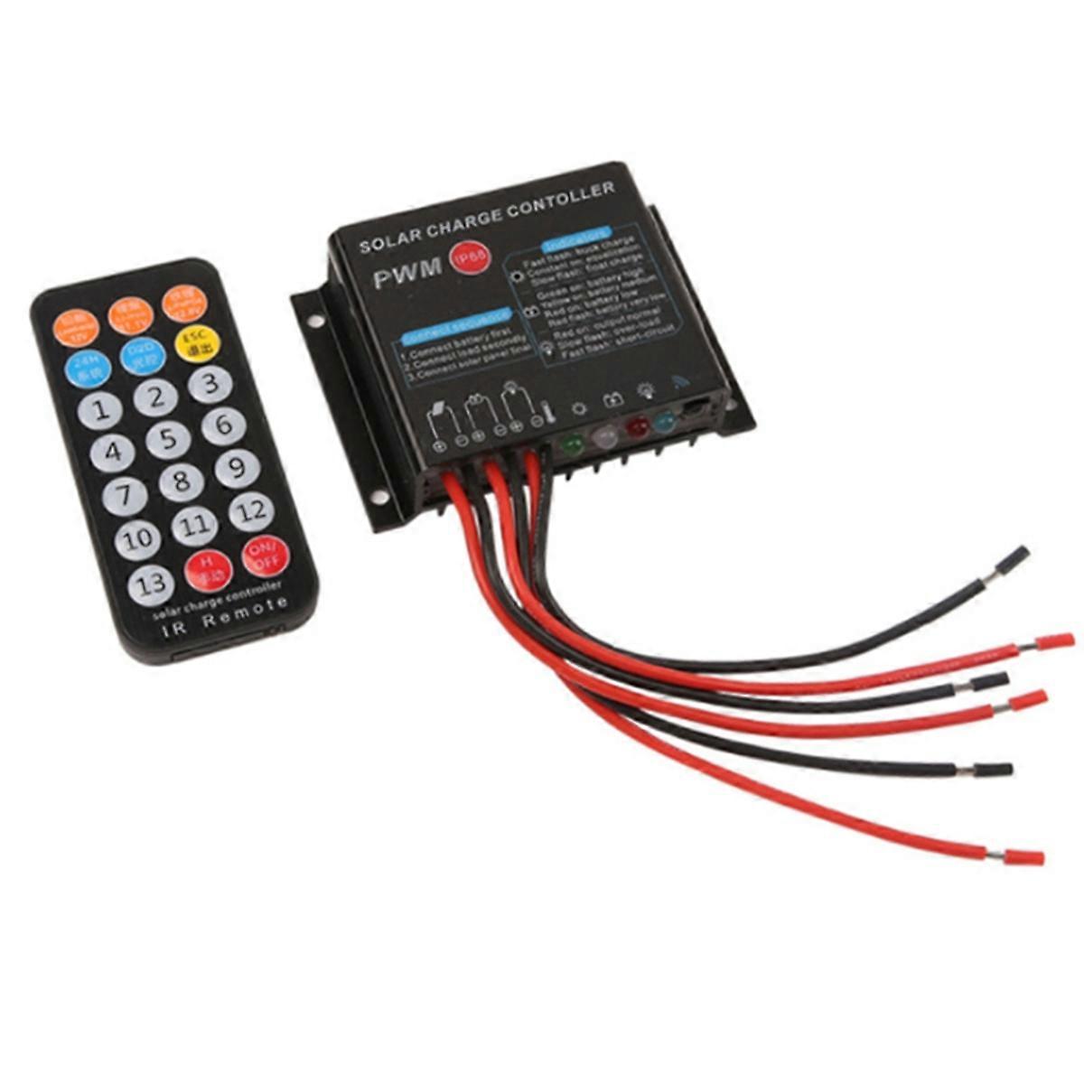 12V 24V 10A IP68 Waterproof Solar Charge Controller Li-Ion, Lead Acid Battery Regulator with IR Remo