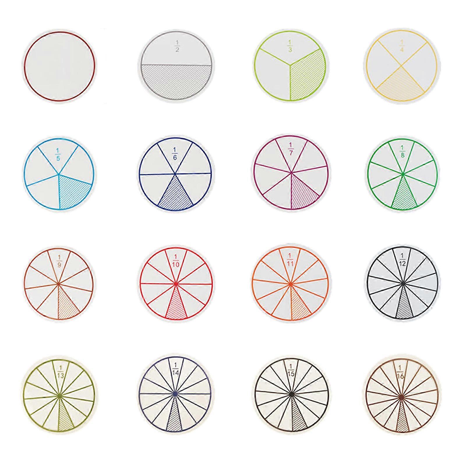 12/16Pieces Teaching Math Fraction Discs Educational Fractions Circles For Math Mathematics Teaching Demonstration