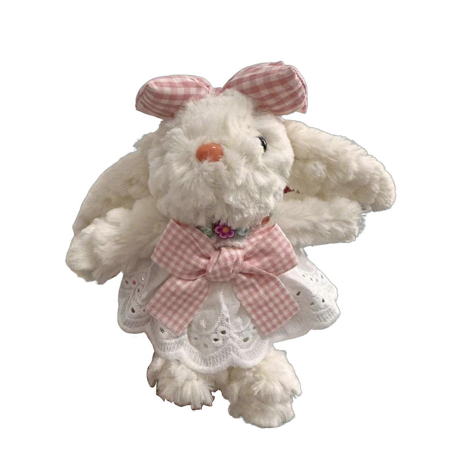 Stylish Rabbit Keychain Bag Decoration Plush Rabbits Keychain Vibrant Color Stuffed Rabbit Key Rings for Kids and Teens Pink