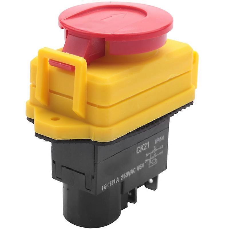 250V 16A IP54 Start Stop Switch No Volt Release Switch with Emergency Stop Push Button Electromagnet