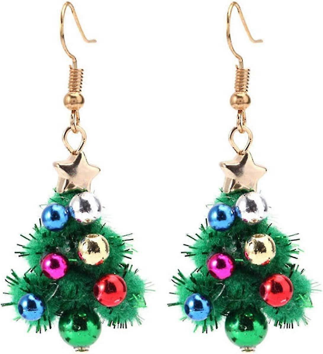 Women Earrings Christmas Tree Wreath Crystal Jewelry Lightweight All Match Colorful Balls Dangle Earrings Accessories Xmas Decor Ornaments (d-4-0)