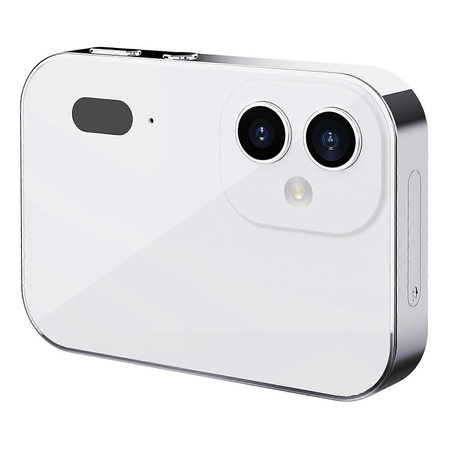 D6 3 Lens CCD Camera 4K Digital Camcorder Touchscreen Card Camera with 8GB Memory Card - White