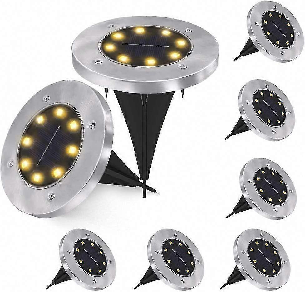 8-Piece Solar-Powered Ground Lights Featuring 8 LED Garden Lighting