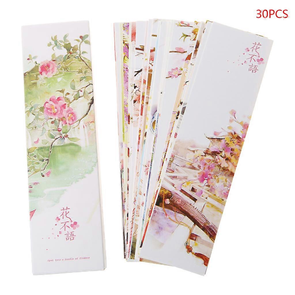 30pcs for Creative Chinese Style Paper Bookmarks Painting Cards Retro Beautiful Mixed Color