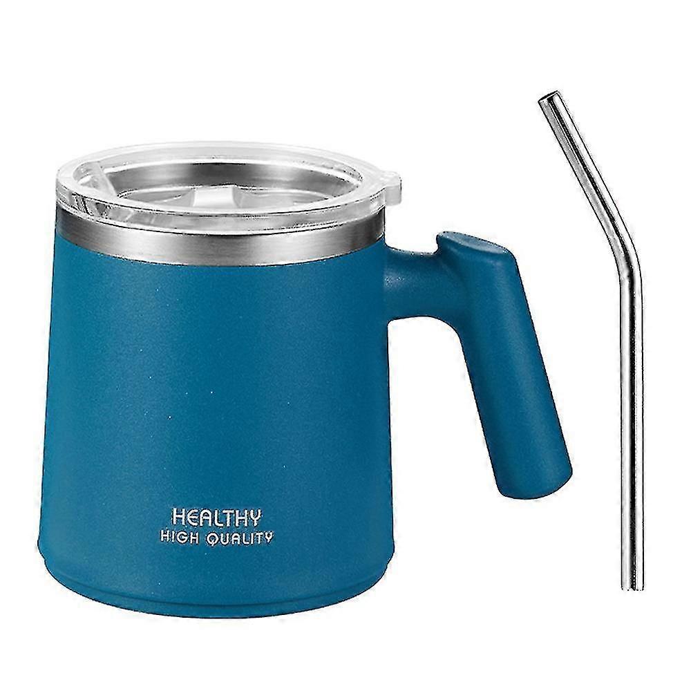 كوب قهوة معزول من الفولاذ المقاوم للصدأ مع مقبض ، كوب سفر مزدوج الجدار ، كوب بهلوان مع غطاء منزلق SX