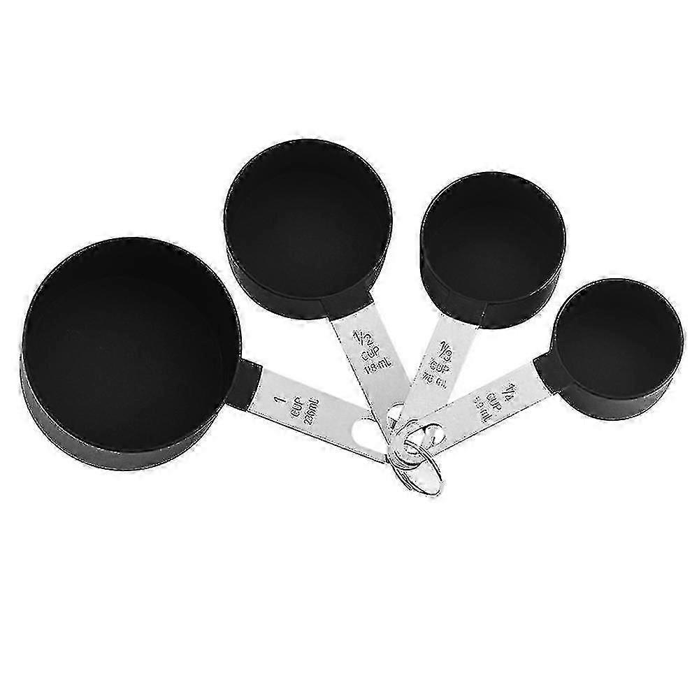 Stackable Stainless Steel Handle Measuring Cups For Measuring Dry And Liquid Ingredient-black