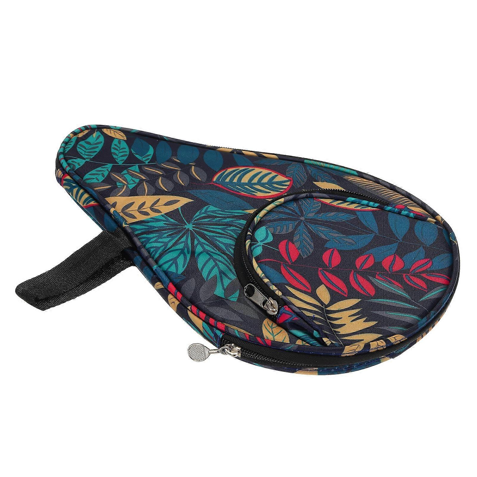 12" x 8" Table Tennis Racket Case Cover, Blue Paddle Carry Bag With Ball Storage Pocket, Ping Pong Racket Case