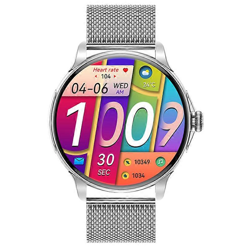 Smartwatch with Bluetooth Calling, Voice Control, Customizable Watch Faces, Weather Updates, Music Playback, and Heart Rate Monitoring(Silver)