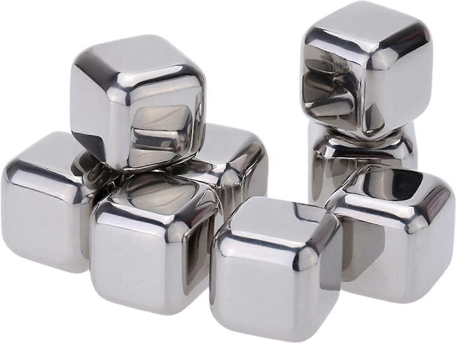 8 X Stainless Steel Ice Cubes, Reusable Ice Cubes With Tongs And Storage Box