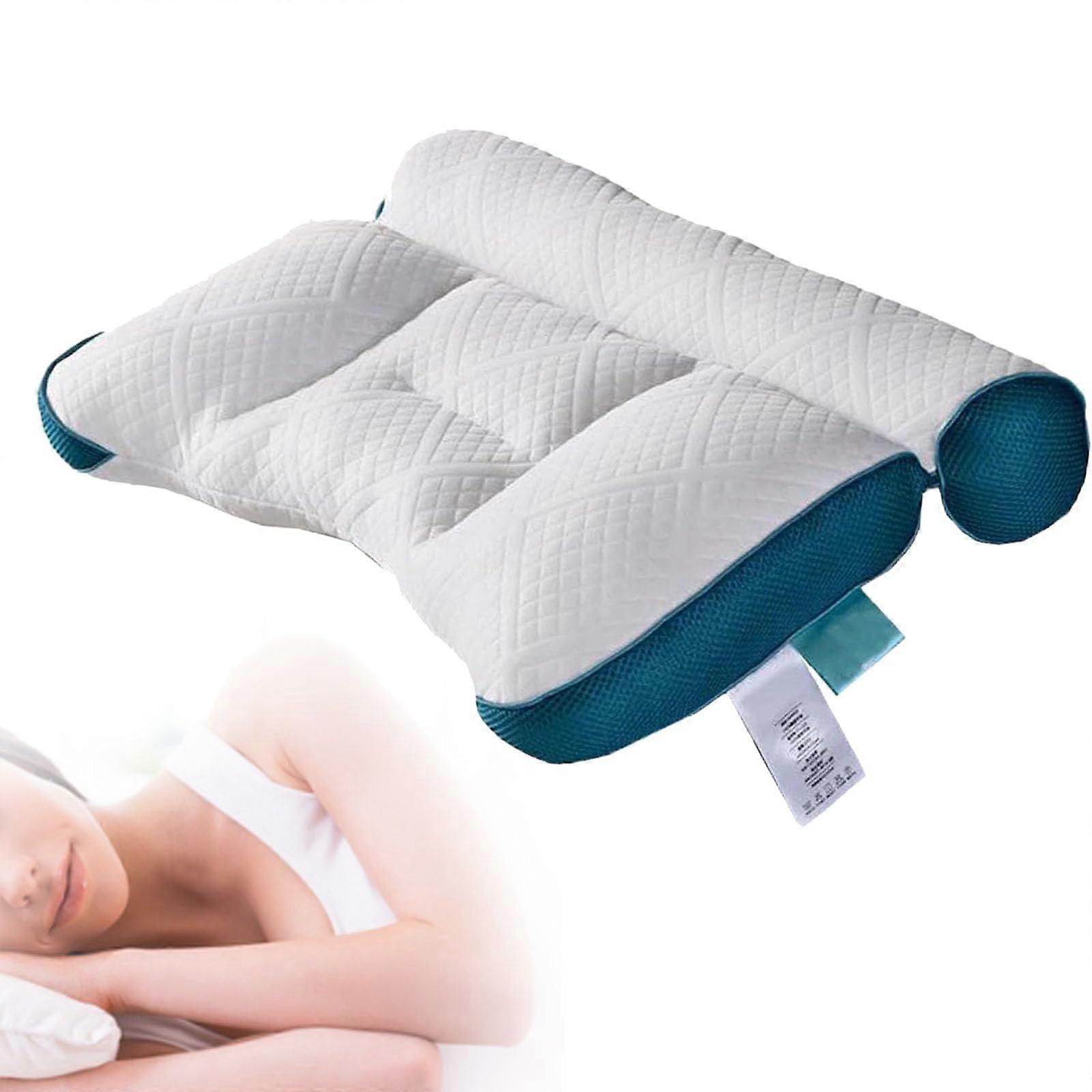 Zofene Sleep Enhancing Cervical Support Pillow, Ergonomic Goose Down Neck Pillow for Neck and Shoulder Relief, Blue