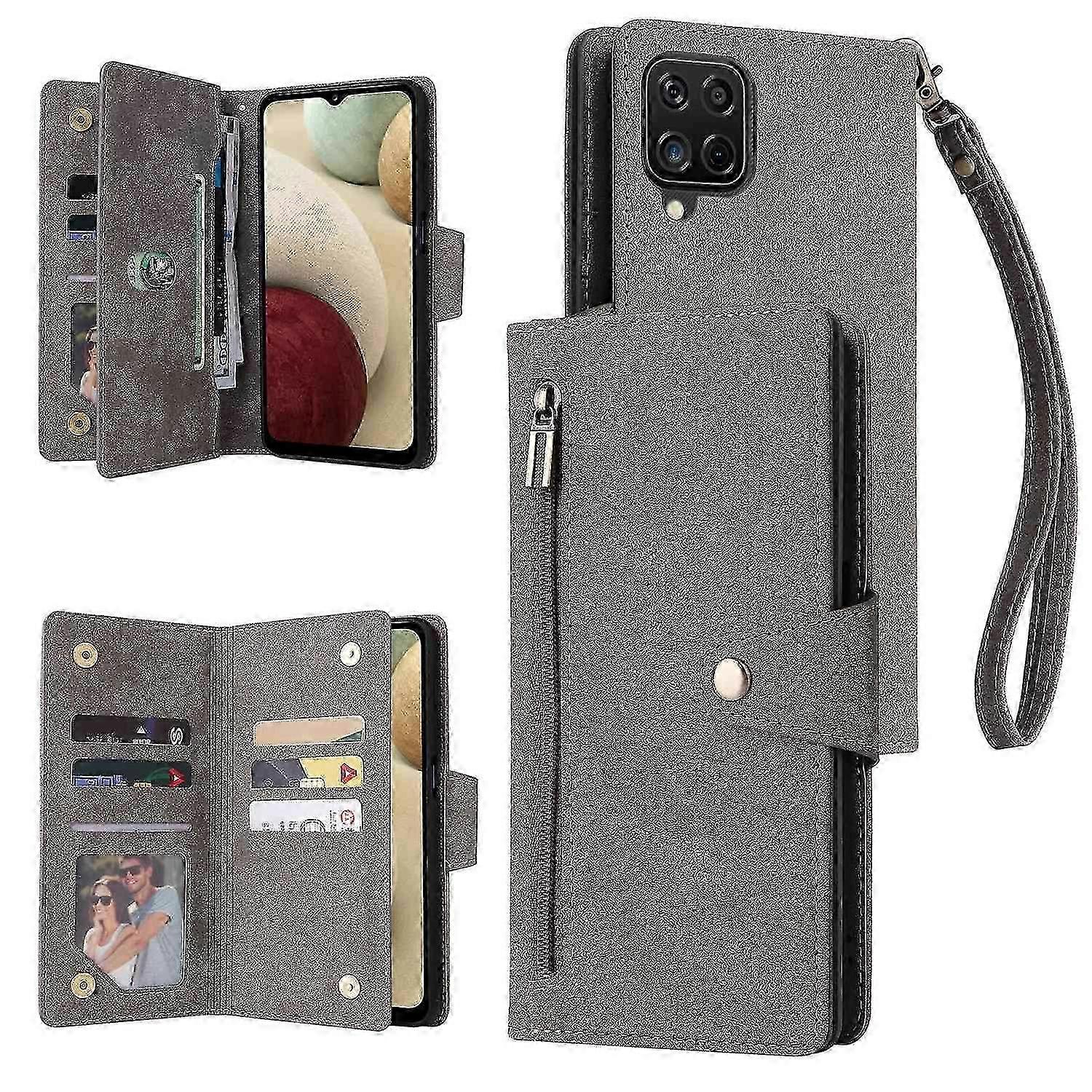 Samsung Galaxy A12 Protective Case with Zipper and Multiple Card Slots
