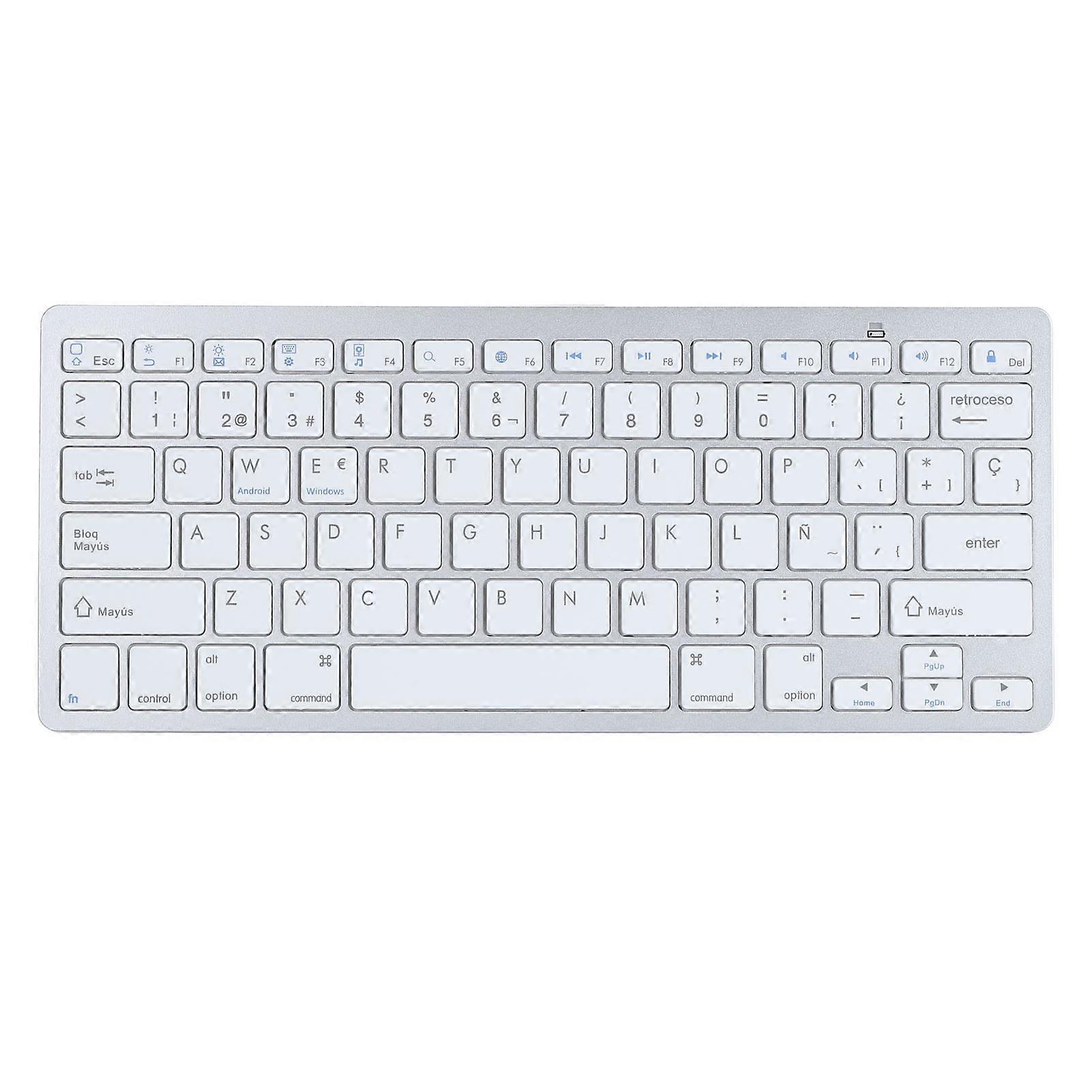 78 Keys Wireless Thin Lightweight Silent Spanish Bluetooth Keyboard for Laptop Computer Desktop
