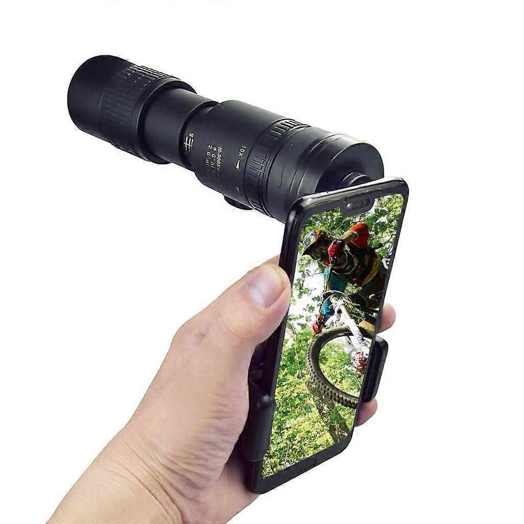 Monocular Telescope 4K 10-300X40mm Zoom Fogproof with Smartphone Holder & Tripod for Bird Watching Hunting Camping Adult