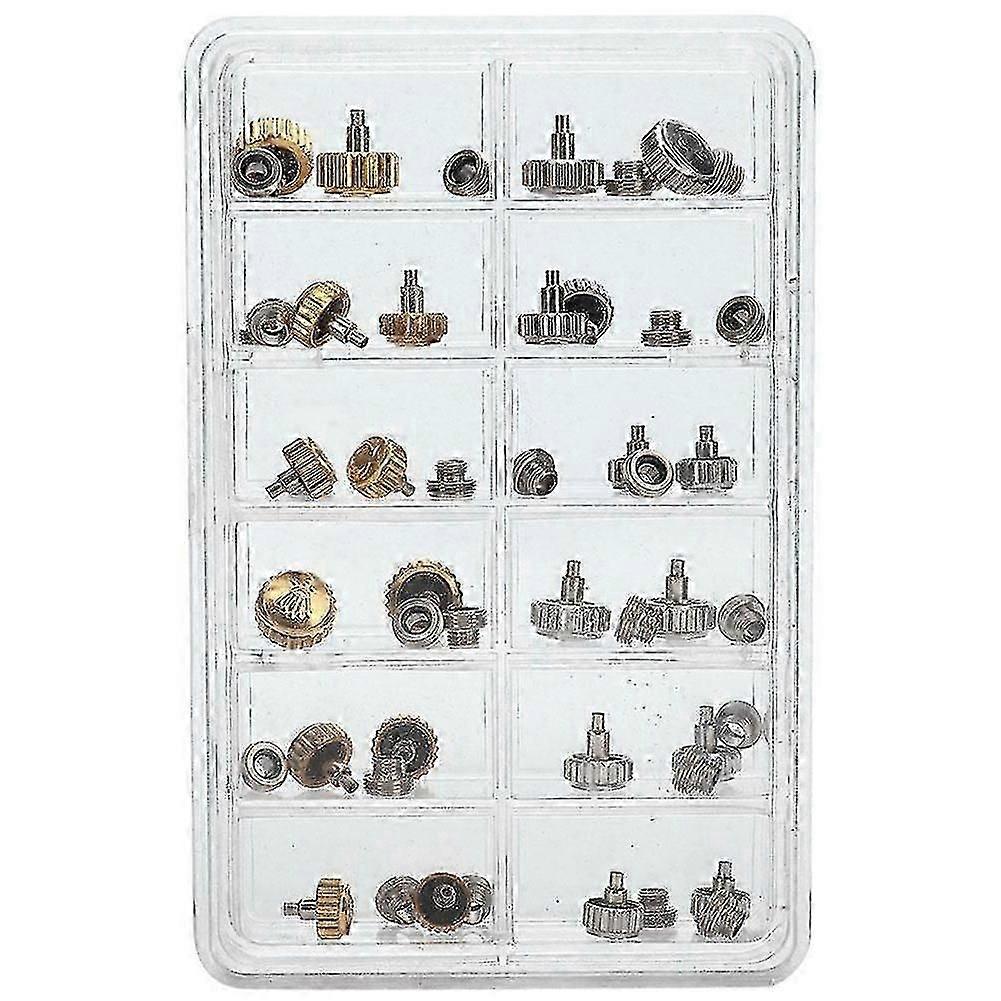 40pcs Watch Crowns Watch Waterproof Replacement Assorted Repair Tools With Box