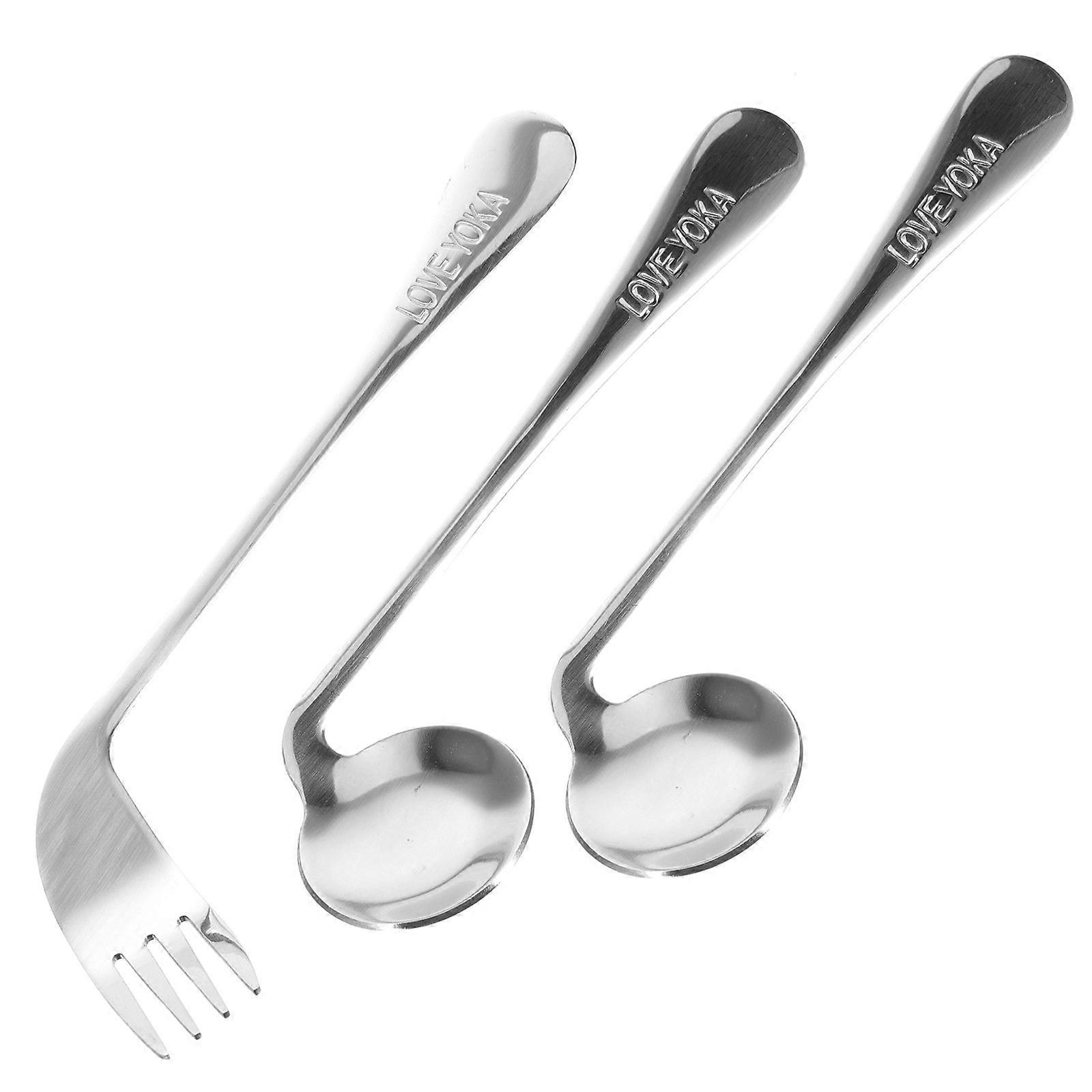 1 Set of Self-feeding Curved Fork Utensil Angled Spoons Curved Fork for Elderly Patients