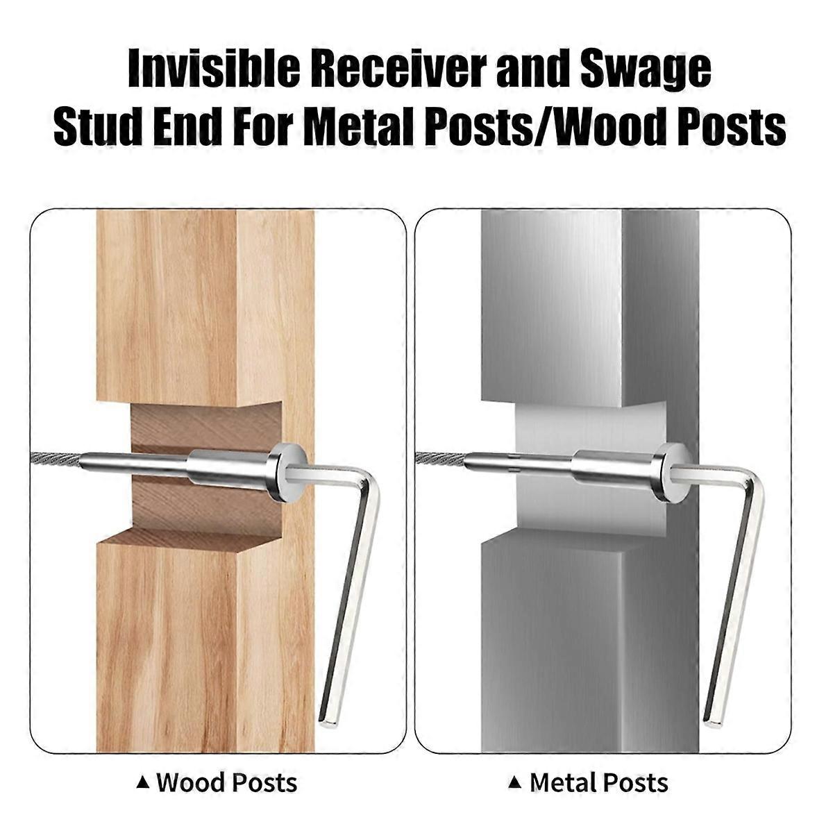 52PCS Cable Railing Kit,1/8Inch Stainless Steel Cable Railing Hardware for Cable Railing - Easy Inst