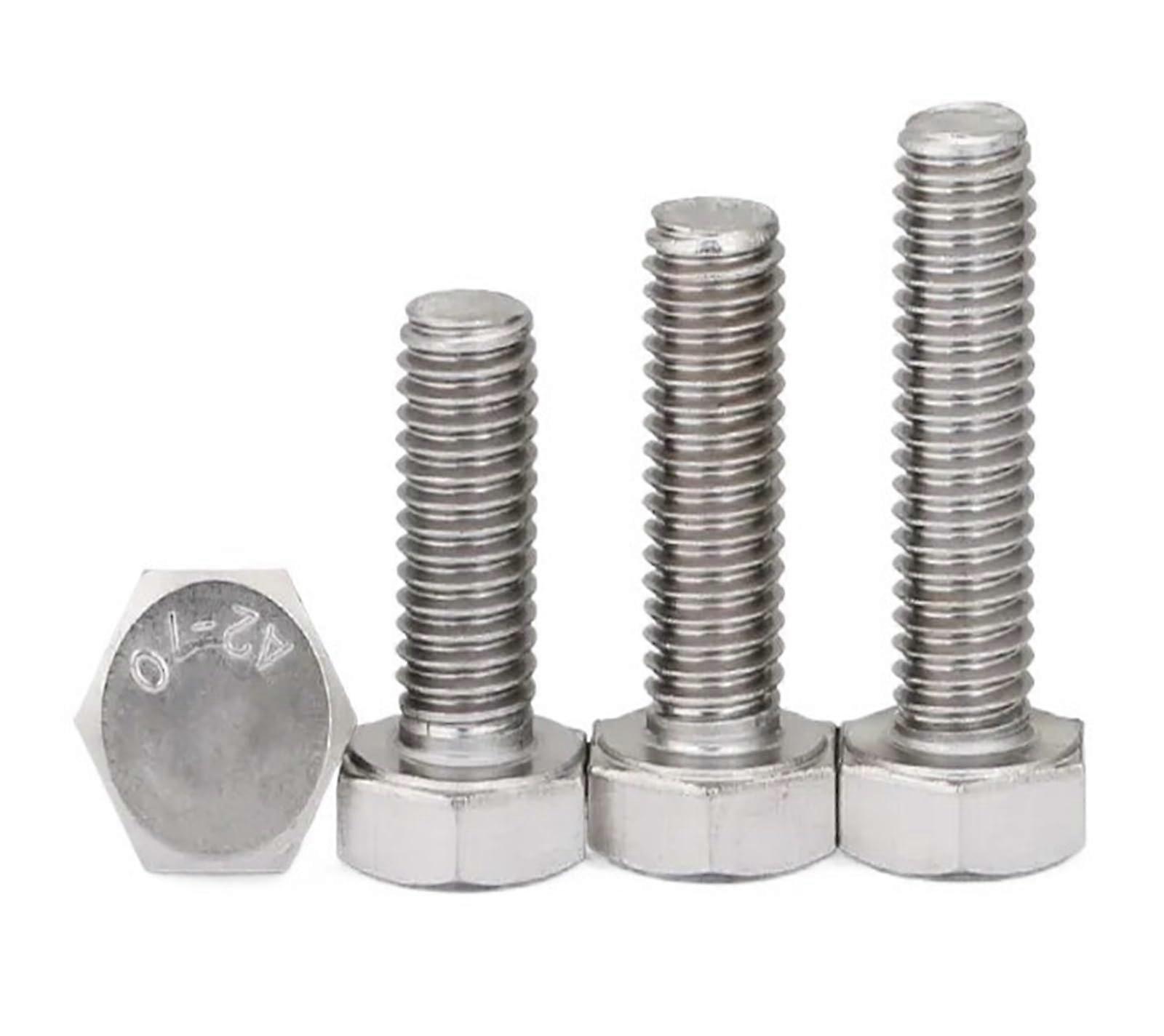 1/2/5/10pcs M3 M4 M5 M6 M8 M10 M12 M14 M16 A2-70 304 Stainless Steel Metric Thread DIN933