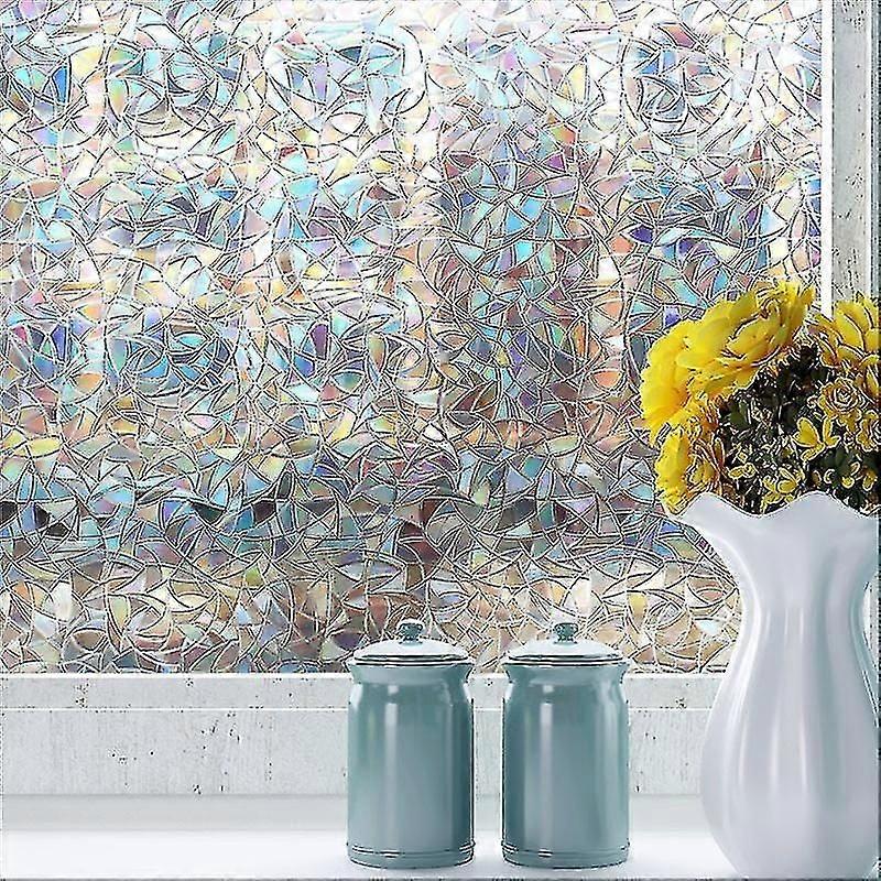Patterned Window Film, Blackout Window Film Rainbow Effect 45x200cm, Electrostatic Decorative Window