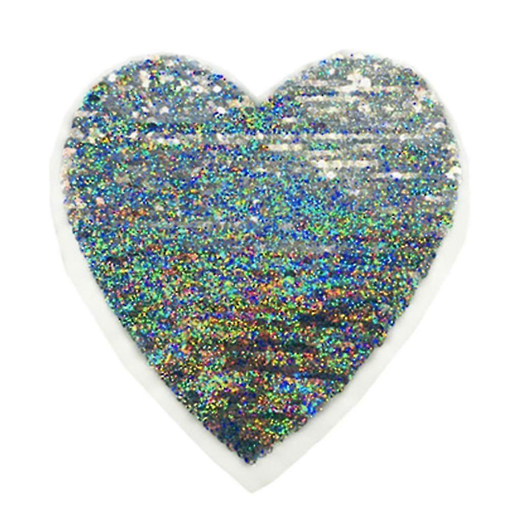 Love Heart Reversible Glitter Applique Clothing Decorative Sequins Patch DIY