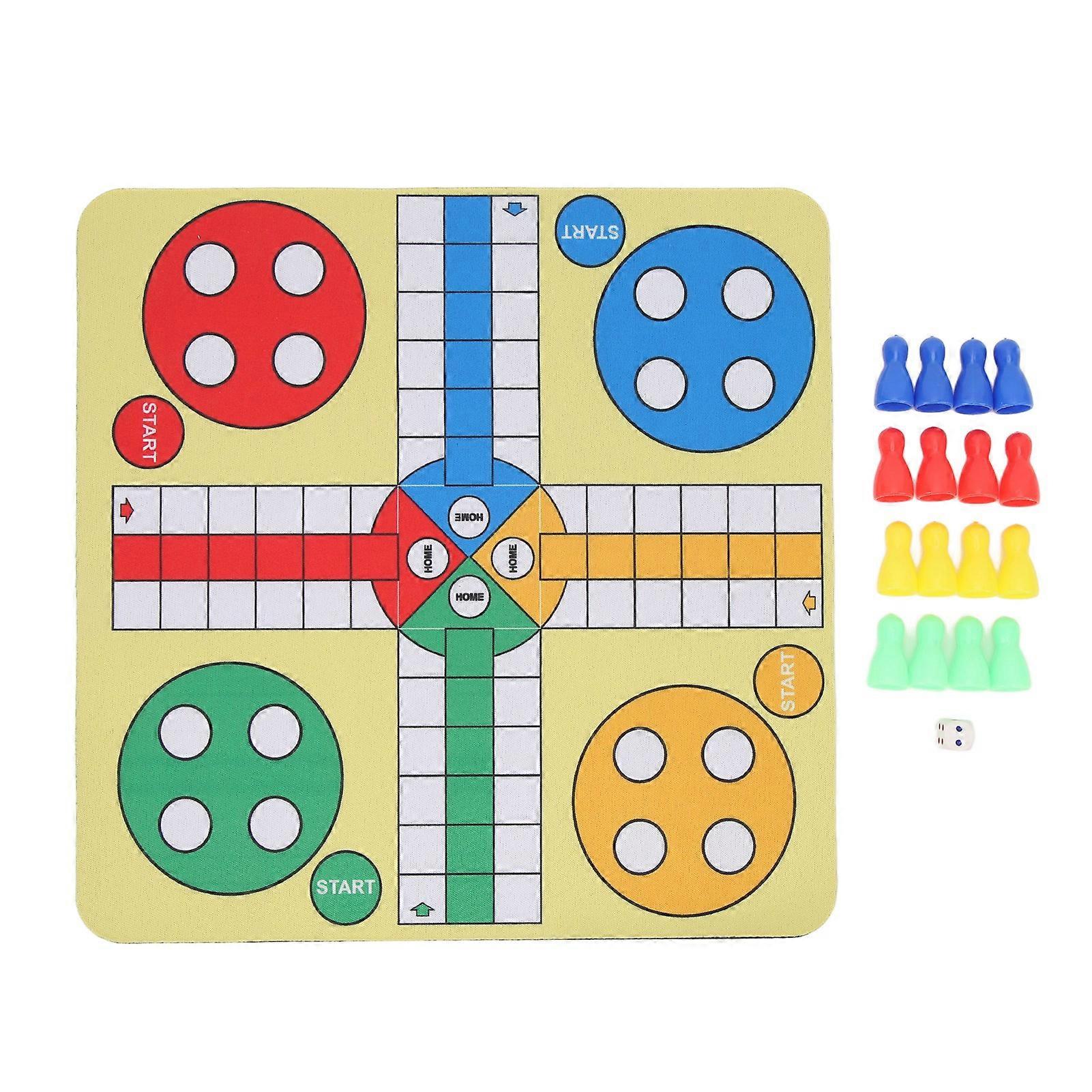 Flying Set PU Leather Travel Mouse Pad Family Broad Game Toy with 16 Chess Pieces and Dice for Home Party Office