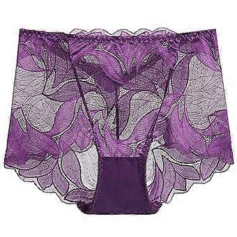 Verano Transpirable Sin Costuras Encaje Transparente Ropa Interior Strenchy Skinny Bragas Con Estampado Floral Para Mujer Niña Borgoña XL