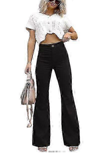 Fall/winter Women's Solid Color Mid-rise Slim Slightly Flared Pants Corduroy Elasticated Waist Casual Pants-High Quality