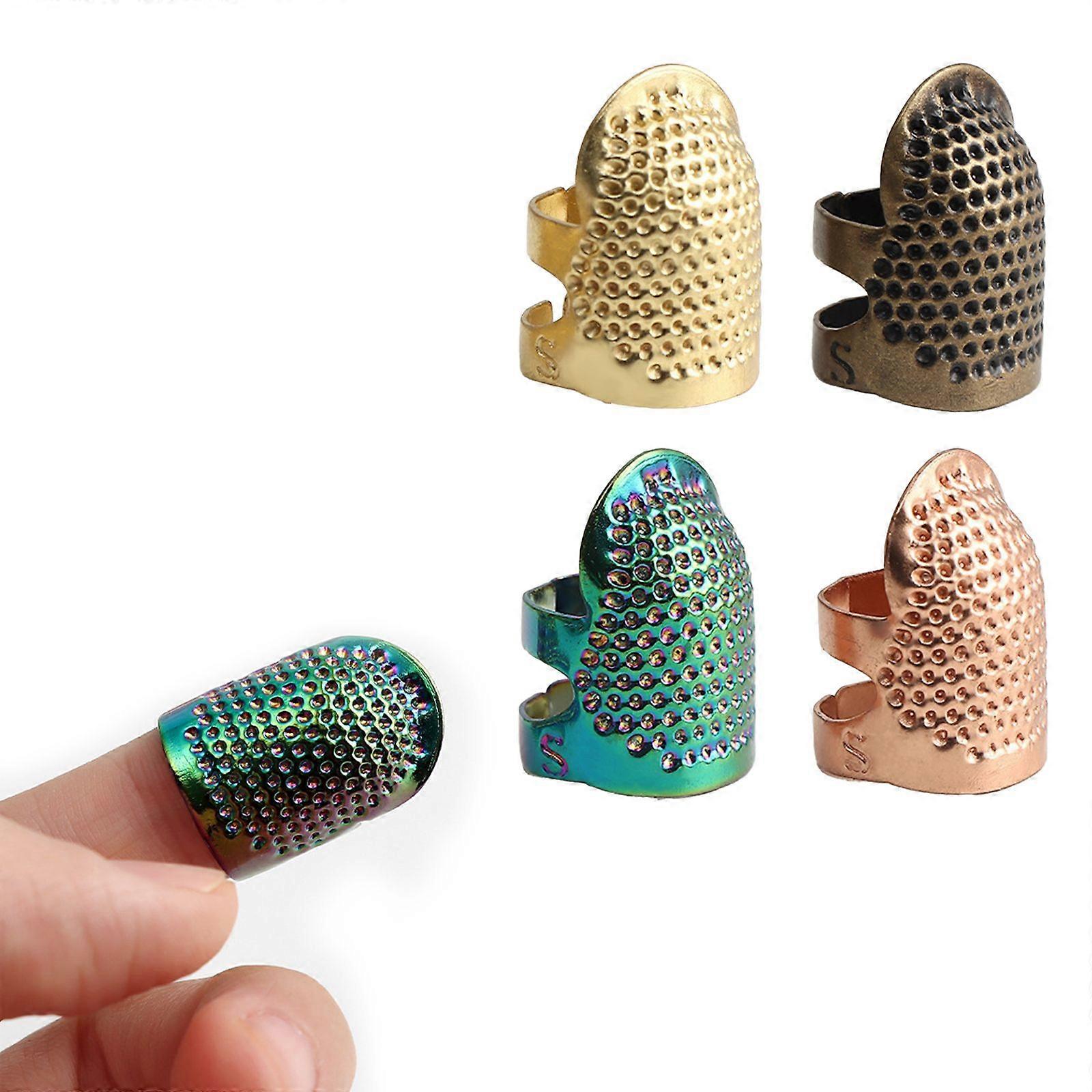 4PCS Sewing Thimble Metal Copper Sewing Thimble Finger Protector Sewing Tools - S