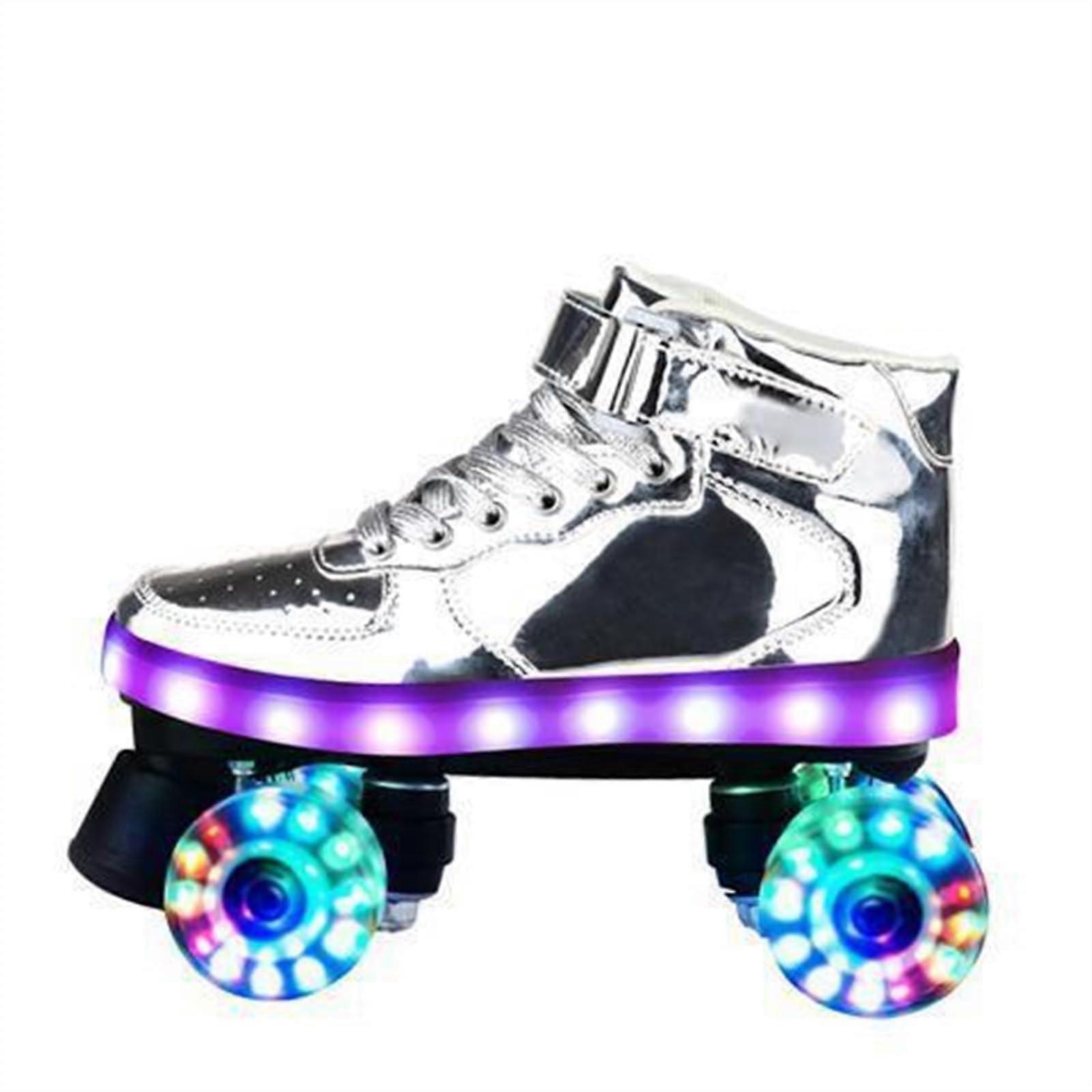 Roller Skates For Women And Adults - High-Top Indoor Inline, Durable, Unisex, Silver EU 43, Light-Up