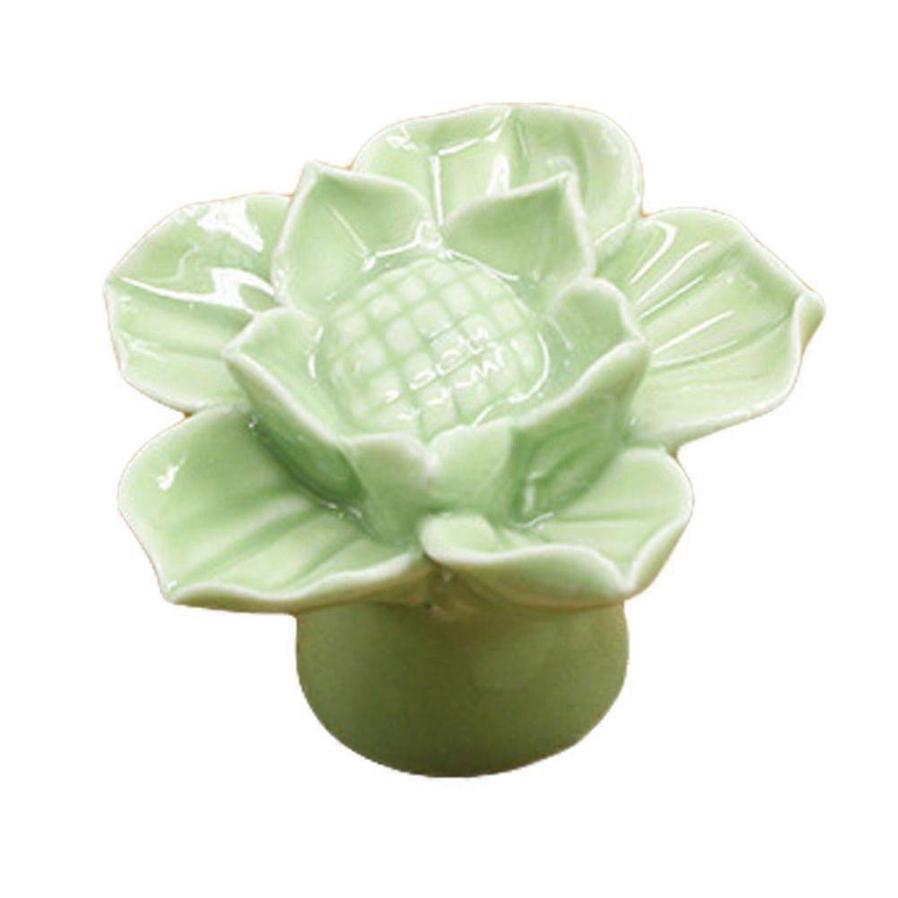 High quality  1031 Lotus Cabinet Drawer Wardrobe Handle Ceramic Handle (Green)