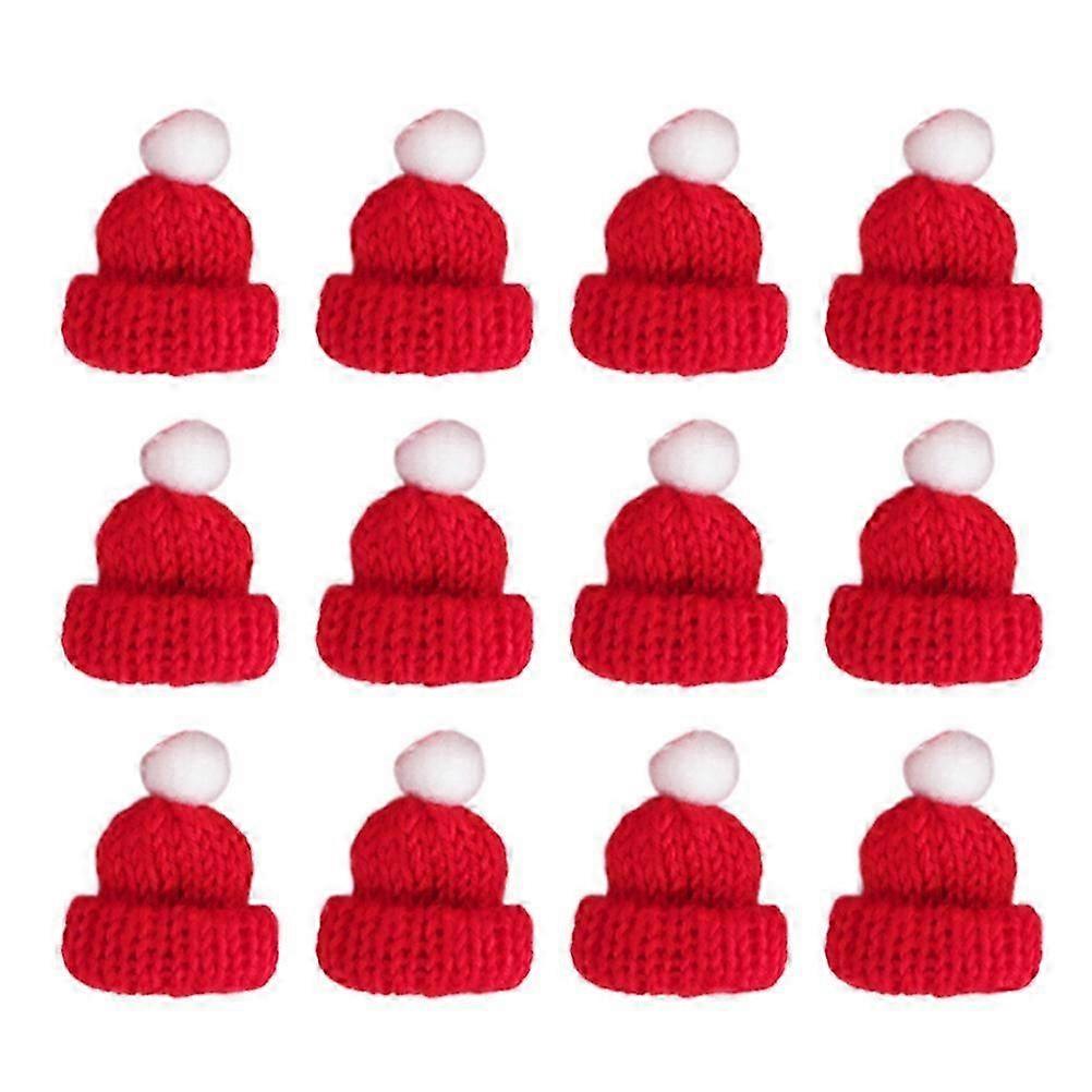 12Pcs Mini Woven Hat Knitted Santa Hat Handwork Clothes Decoration