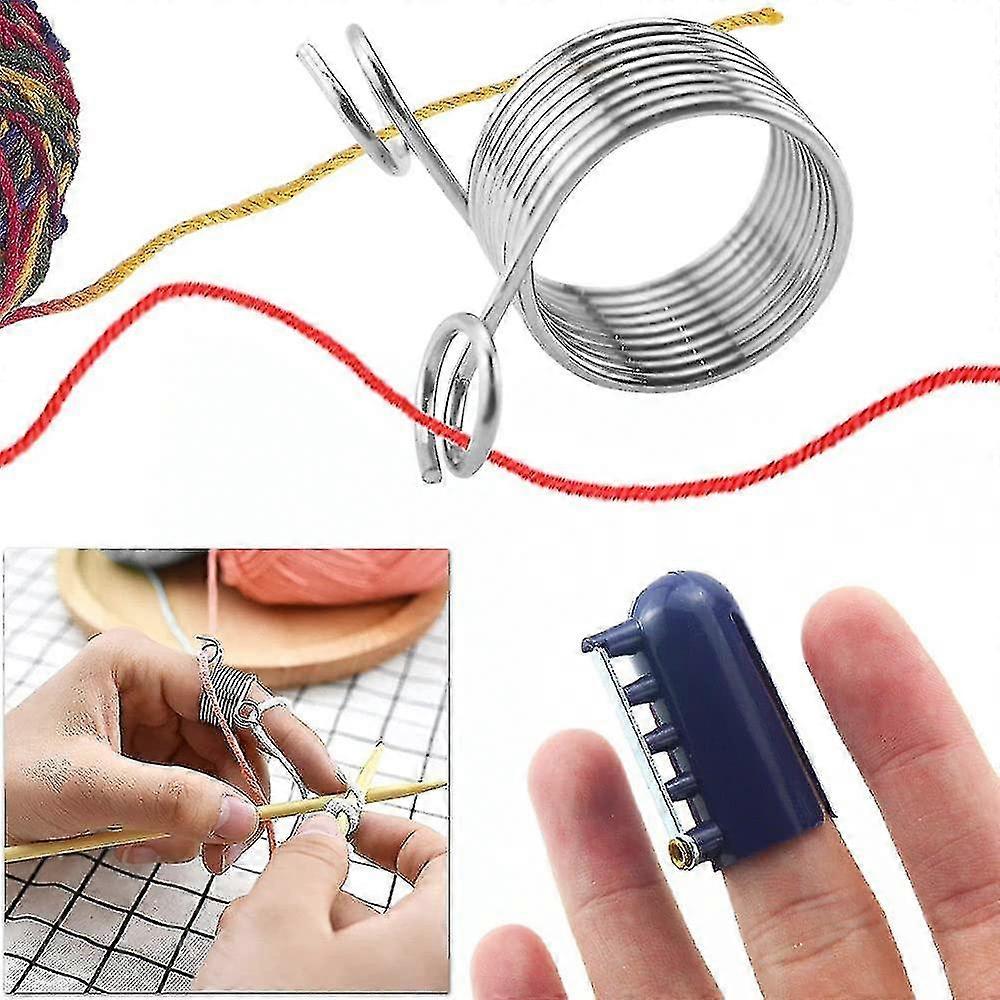 DIY Knitting Loop Crochet Ring Set (8pcs, Silver) for Crafts